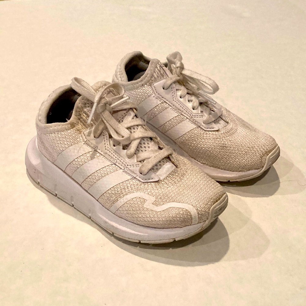 Adidas girls white sneakers